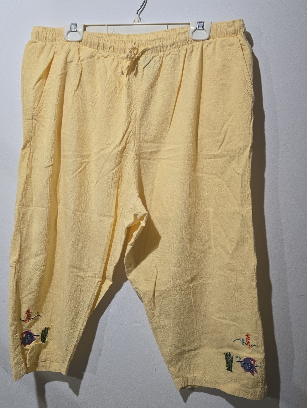 Jane Ashley Pale Yellow Drawstring Cotton Pants
